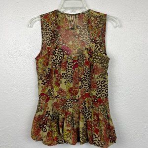Twelve by Twelve Womens Mixed Print Pleated Sleeveless Blouse - Size M